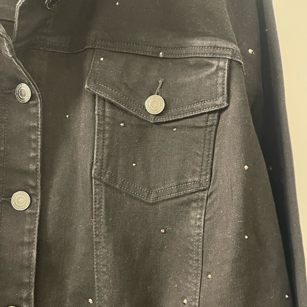 Isaac Mizrahi Black Studded Jean Jacket - Picture 3 of 7